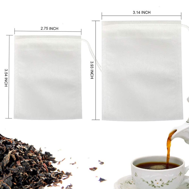 YGDZ Tea Filter Bags for Loose Tea, 200pcs Disposable Empty Loose Leaf Tea Bags (2.76 x 3.54 inch, 3.15 x 3.94 inch) - Image 2